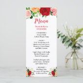Romantic Roses FloralRomantic Red and Oran Wedding Menu (Staand voorkant)