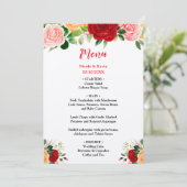 Romantic Roses FloralRomantic Red and Oran Wedding Menu (Staand voorkant)
