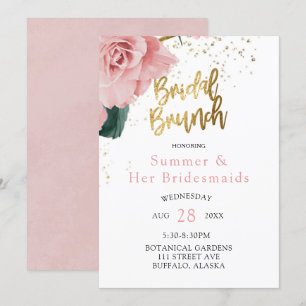Romantic Roses Gold Bridesmaids Luncheon Kaart