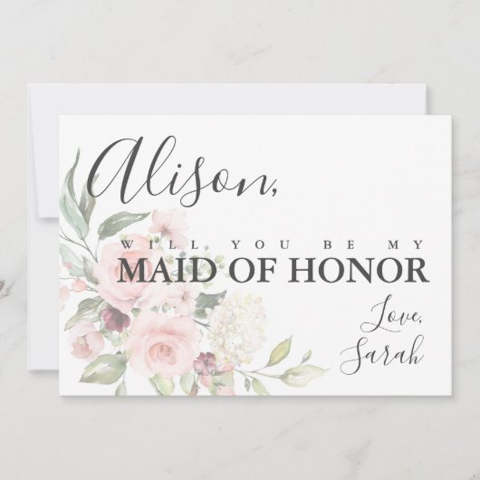 Romantic Roses Maid of Honor proposal Kaart (Voorkant)