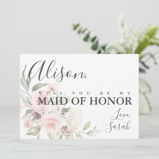 Romantic Roses Maid of Honor proposal Kaart (Staand voorkant)