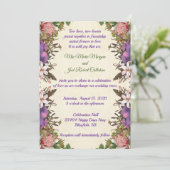Romantic Roses & Paarse Petals Wedding Invite Kaart (Staand voorkant)