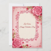 Romantic Roses Pink Heart Motifs Valentine Party  Kaart (Achterkant)