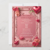 Romantic Roses Red Hearts Rustic Valentine Party  Kaart (Voorkant)