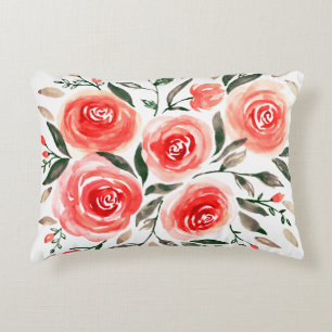 Romantic Roses Waterverf Floral Decoratief Kussen