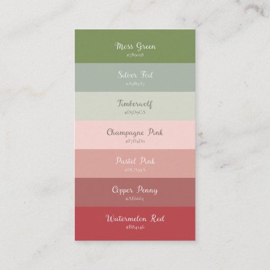 Romantic Roses Weddenschap Kleurenpalet Informatiekaartje (Achterkant)