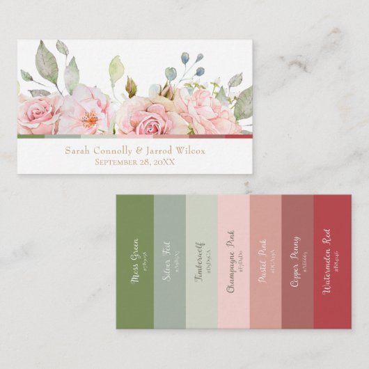 Romantic Roses Weddenschap Kleurenpalet Informatiekaartje (Voorkant / Achterkant)