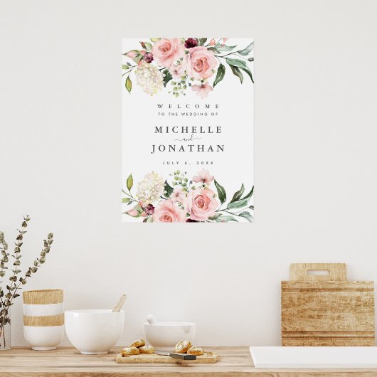 Romantic Roses Weddenschap Welkomstteken Poster (Keuken)