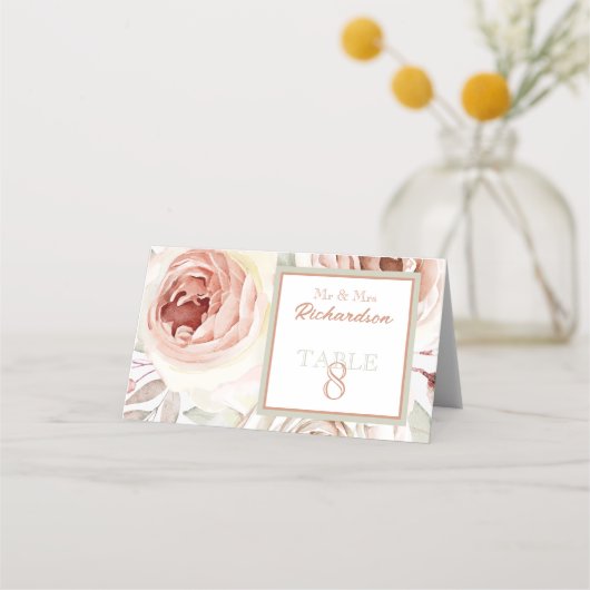 Romantic Roses Wedding Plaatskaartje (Voorkant)