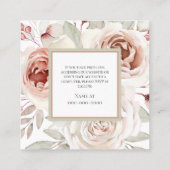 Romantic Roses Wedding Website RSVP Vierkante Visitekaartje (Achterkant)