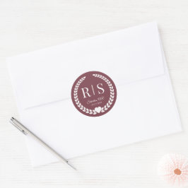 Romantic Rosewood Wedding Monogram Initials Ronde Sticker
