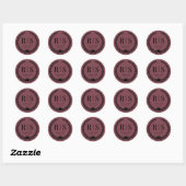 Romantic Rosewood Wedding Monogram Initials Ronde Sticker (Vel)