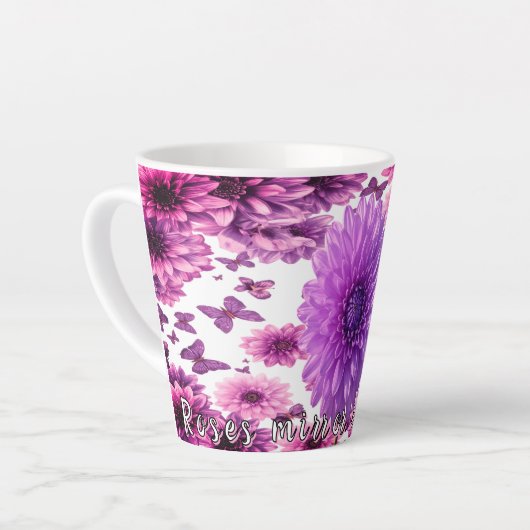 Romantic Rosy Floral Latte Mok (Linkerhoek)