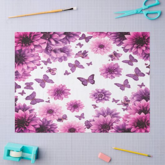 Romantic Rosy Floral Tissuepapier (Craft)