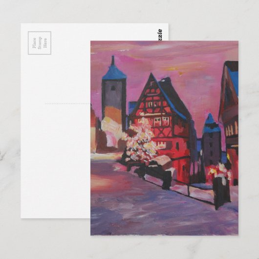 Romantic Rothenburg Tauber Duitsland in de winter Briefkaart (Voorkant / Achterkant)