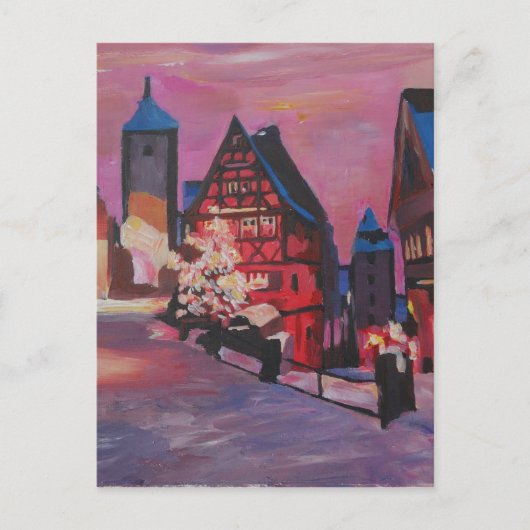 Romantic Rothenburg Tauber Duitsland in de winter Briefkaart (Voorkant)