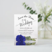 Romantic Royal Blue Roos Wedding Save the Date Aankondigingskaart (Staand voorkant)