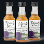 Romantic Royal Paars Roos Weddenschap Hartelijk da Likeurfles Etiket<br><div class="desc">Deze prachtige miniatuur flessenlabels zijn perfect om speciale gasten of leden van je bruidsfeest te bedanken. De titel luidt: Bedankt voor het vieren met ons. Er is ruimte voor de namen van het koppel, de trouwdatum en het soort geesten. Het eenvoudige ontwerp is voorzien van een lang gesteenteld diepgekleurd paars...</div>