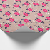 Romantic Roze beige Floral Pattern Cadeaupapier (Hoek)
