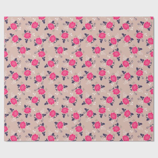 Romantic Roze beige Floral Pattern Cadeaupapier (Vlak)