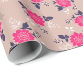 Romantic Roze beige Floral Pattern Cadeaupapier (Rol Hoek)