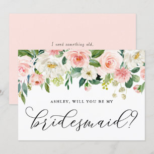Romantic roze bloemen zullen je mijn Bridesmaid zi Kaart