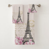 Romantic Roze bloesems Paris Eiffeltoren Bad Handdoek (Insitu)