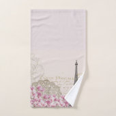 Romantic Roze bloesems Paris Eiffeltoren Bad Handdoek (Handdoek)
