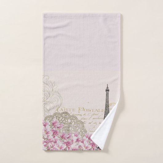 Romantic Roze bloesems Paris Eiffeltoren Bad Handdoek (Handdoek)