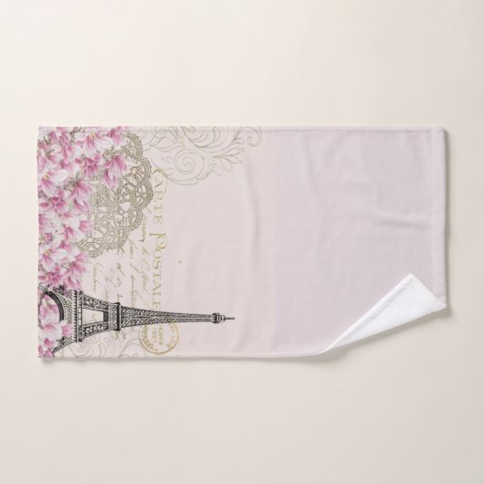 Romantic Roze bloesems Paris Eiffeltoren Bad Handdoek (Handdoek)
