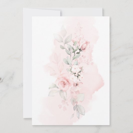 Romantic Roze Blush Roos eindelijk sparen de Datum Save The Date (Achterkant)