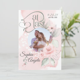 Romantic Roze Blush Roos eindelijk sparen de Datum Save The Date