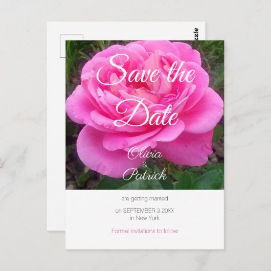 Romantic Roze bruiloft Bewaar de datum Briefkaart (Voorkant / Achterkant)