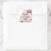 Romantic Roze Cherry Blossom Vrijgezellenfeest Aan Vierkante Sticker (Tas)