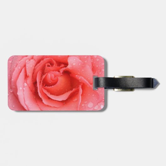 Romantic Roze druppels water Bagagelabel (Achterkant horizontaal)
