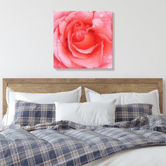 Romantic Roze druppels water Canvas Afdruk (Insitu (Slaapkamer))