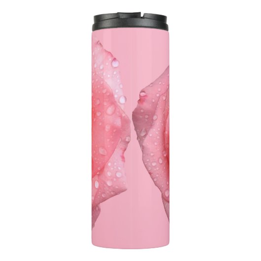 Romantic Roze druppels water Thermosbeker (Achterkant)