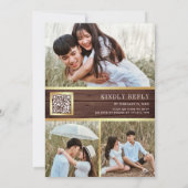 Romantic Roze en Red Roses QR Code Wood Weddenscha Kaart (Achterkant)