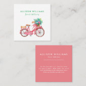 Romantic Roze fiets Floristry, bloemenwinkel Vierkante Visitekaartje (Voorkant / Achterkant)