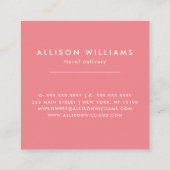 Romantic Roze fiets Floristry, bloemenwinkel Vierkante Visitekaartje (Achterkant)