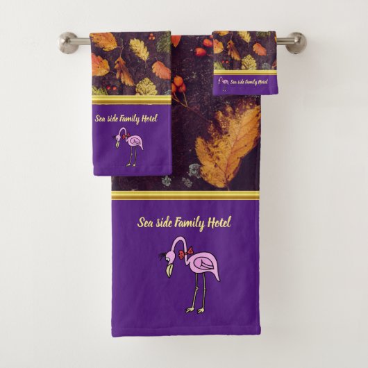 Romantic Roze flamingos met herfstbladeren Bad Handdoek (Insitu)