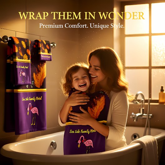 Romantic Roze flamingos met herfstbladeren Bad Handdoek