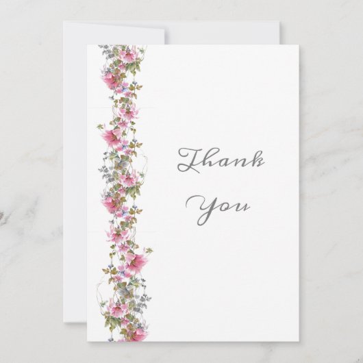 Romantic Roze Floral Water Bedankkaart (Voorkant)