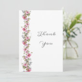 Romantic Roze Floral Water Bedankkaart (Staand voorkant)