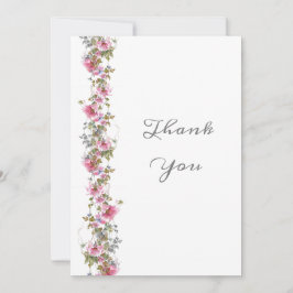 Romantic Roze Floral Water Bedankkaart