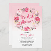 Romantic  Roze Floral Wreated Vrijgezellenfeest Kaart (Voorkant / Achterkant)