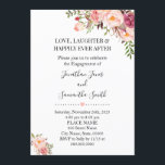 Romantic Roze florale boho chic verloving Kaart<br><div class="desc">Liefde,  Gelach en gelukkig ooit na de uitnodiging van het verloving,  roze waterverf florale vormgeving. Romantic boho chic style. Voeg uw eigen formulering toe aan de sjabloon.</div>