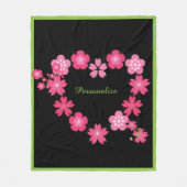 Romantic Roze Flowers Heart Shape personaliseren Fleece Deken (Voorkant)