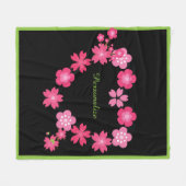 Romantic Roze Flowers Heart Shape personaliseren Fleece Deken (Voorkant (Horizontaal))