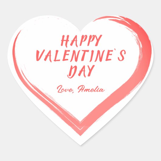 Romantic Roze hart van de valentijn op dag met naa Sticker (Voorkant)